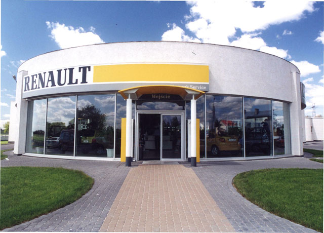 Steel construction of Renault car showroom in Lublin, Poland 
