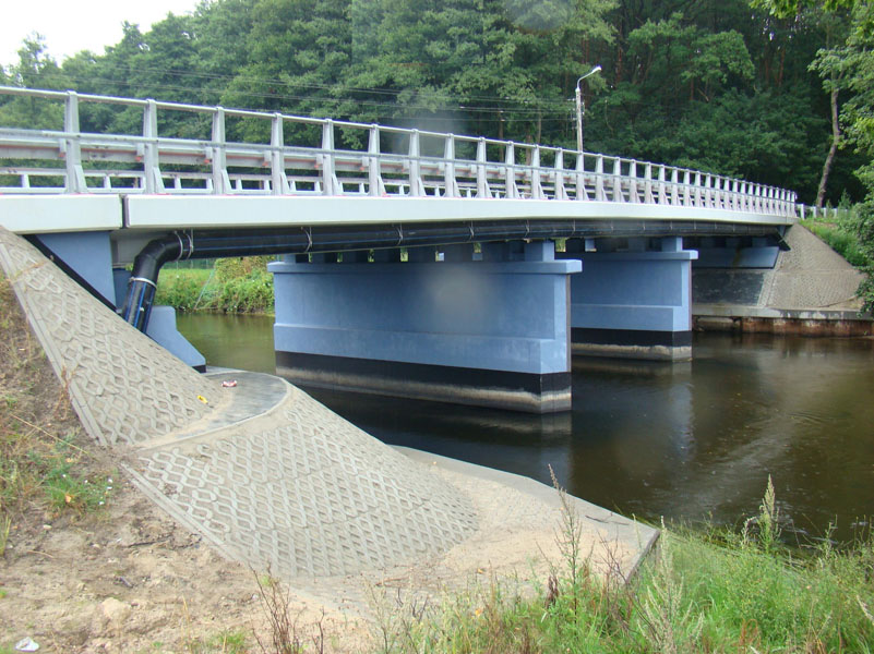 Rebuilding of the bridge over the Slupia river in Charnowo, Poland 