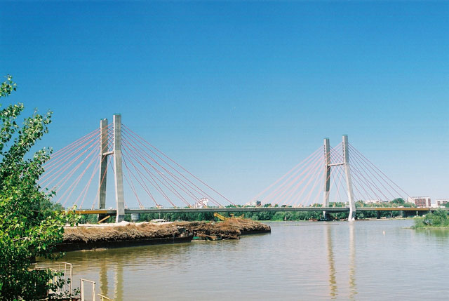 Siekierkowski Bridge over the Vistula river in Warsaw, Poland 