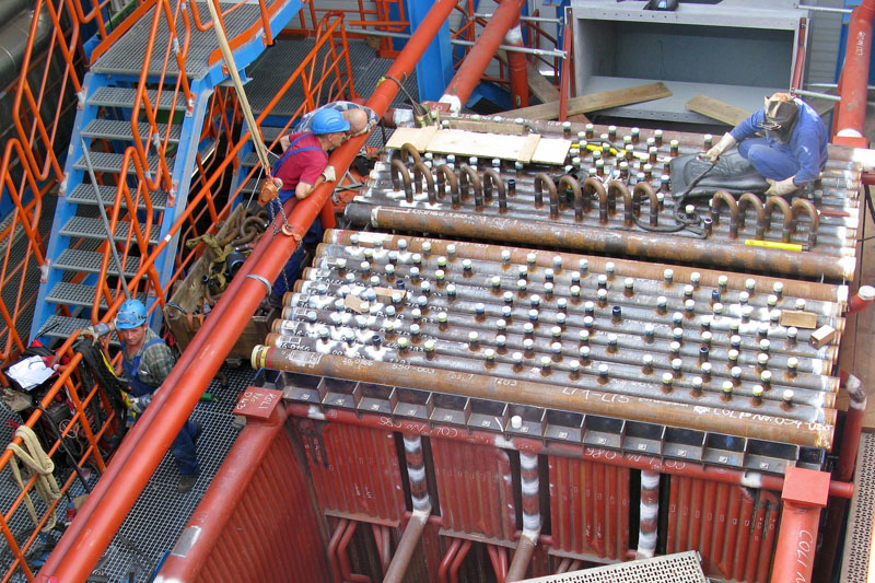 Boiler’s construction on the line No.1 in the MHKW incineration plant in Bamberg, Germany 